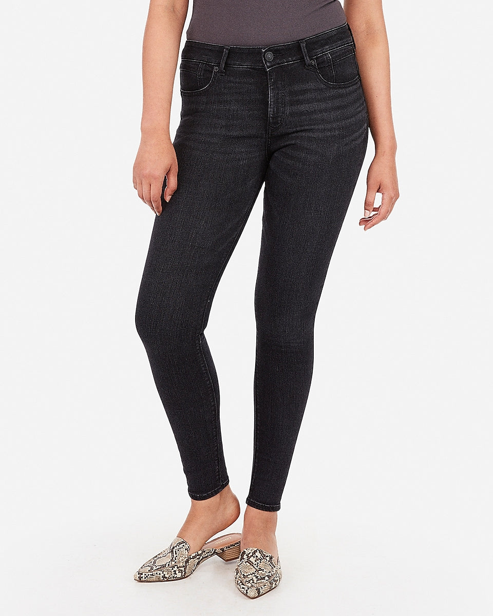 Express | Mid Rise Extreme Stretch Skinny Pant in Pitch Black | Express  Style Trial