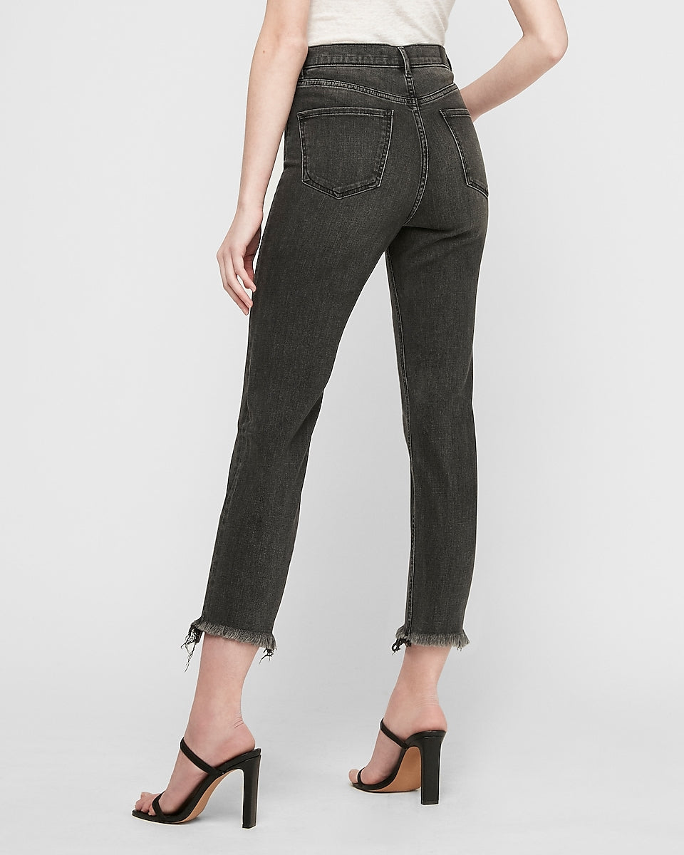 black jeans ripped hem