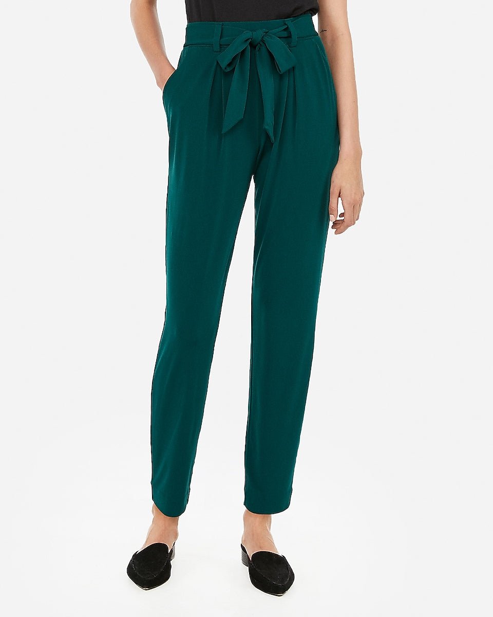 Mid Rise Jersey Sash Pant in Deep Teal 