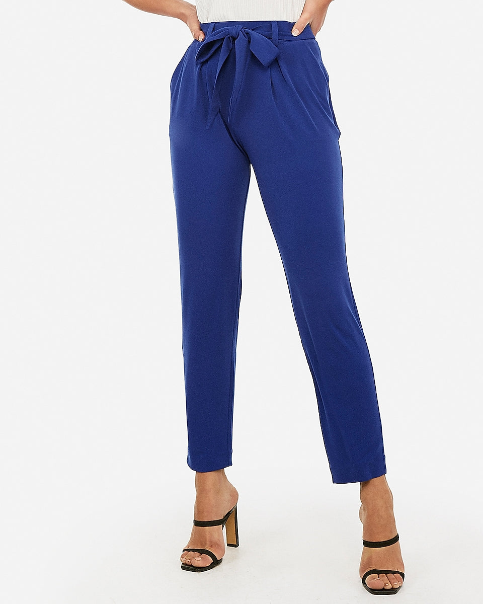 Buy AARKE RITU KUMAR Navy Blue Tie-Up Paperbag Trousers for Women Online @  Tata CLiQ Luxury