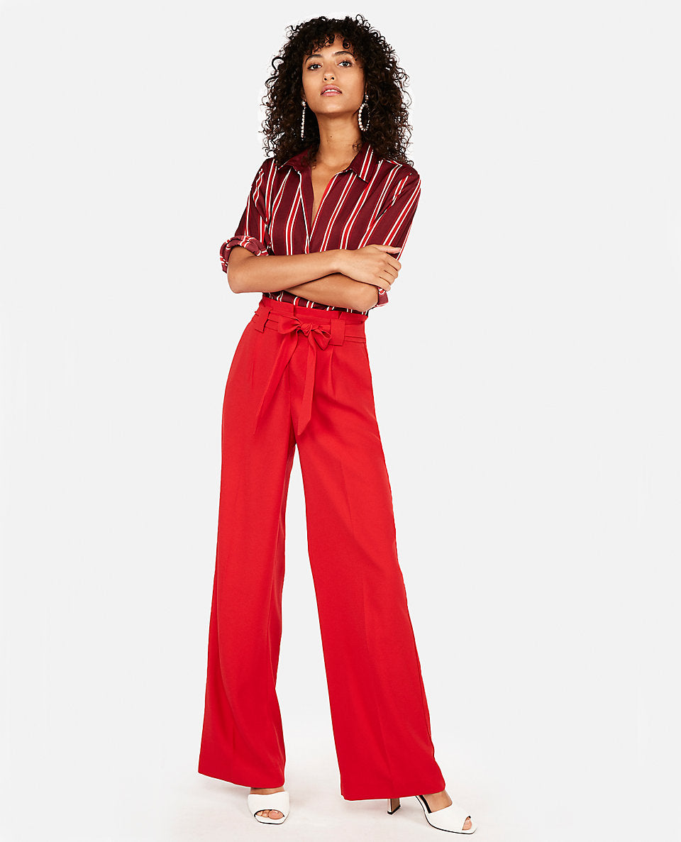 Buy High Waisted Red Pants, Red Trousers, High Waisted Wide Leg Pants,  Elegant Trousers, Trousers With Pockets, Evening Pants Online in India 