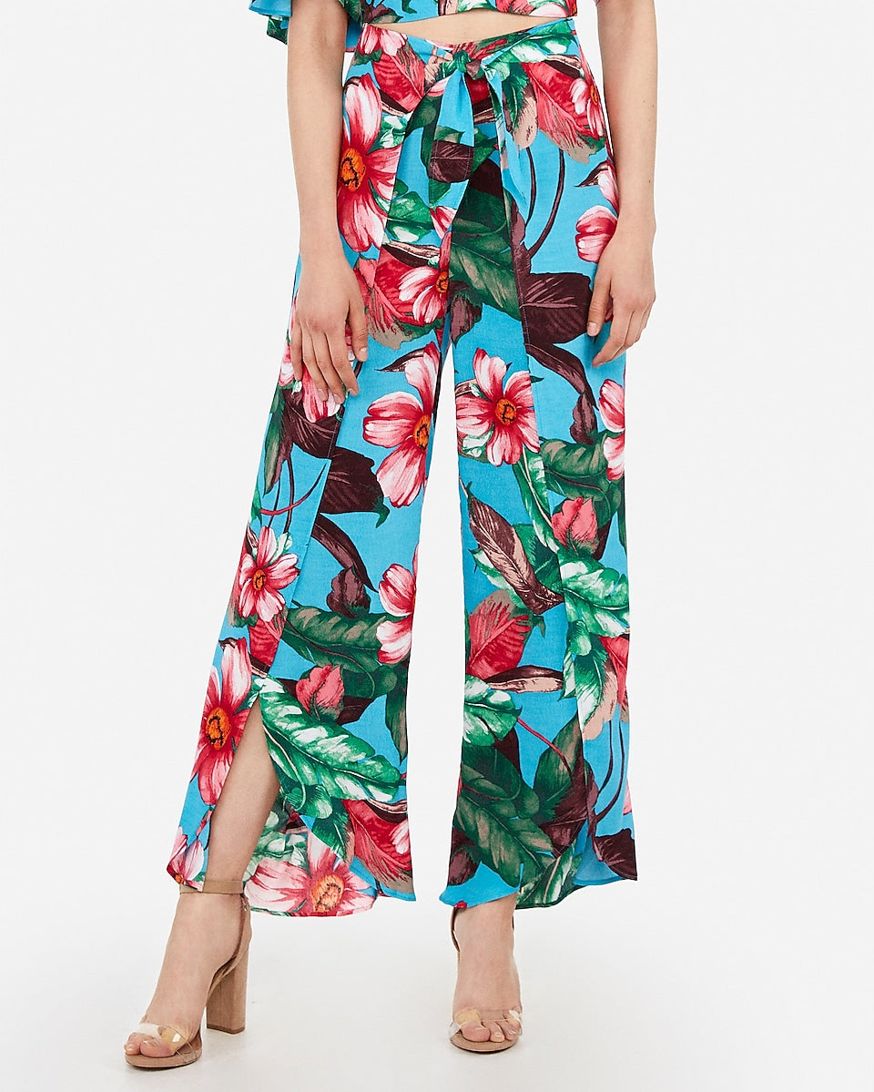 Floral High Waisted Wide Leg Trousers