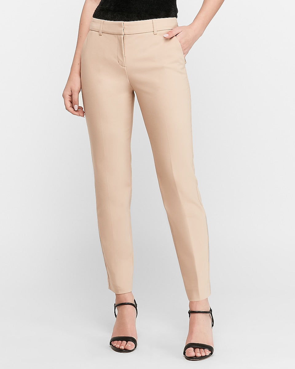 Express Columnist Ankle High Rise Pants Skinny Pull On Light Brown