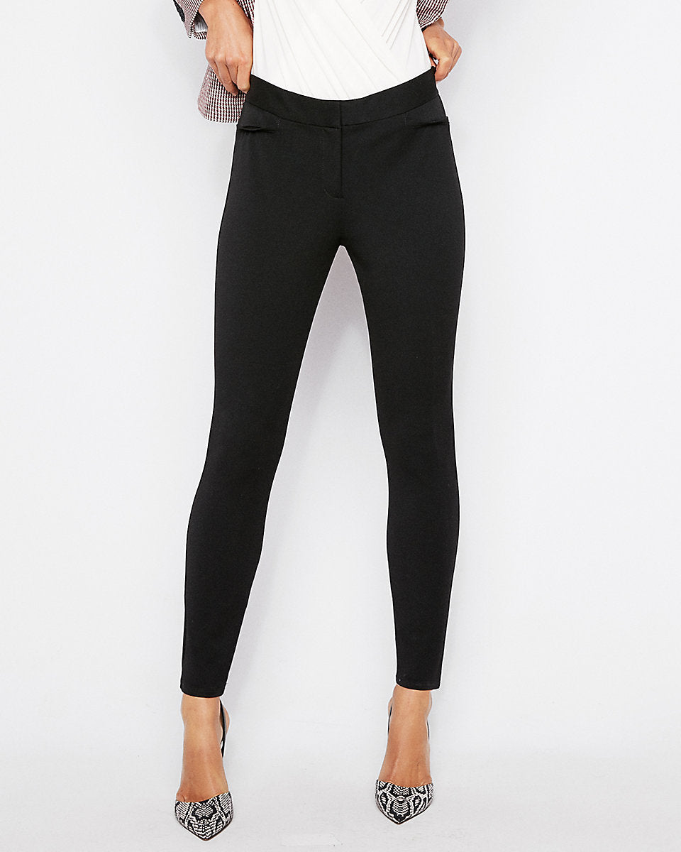 Express | Mid Rise Black Cropped Double Roll Jean Skinny in Black | Express  Style Trial