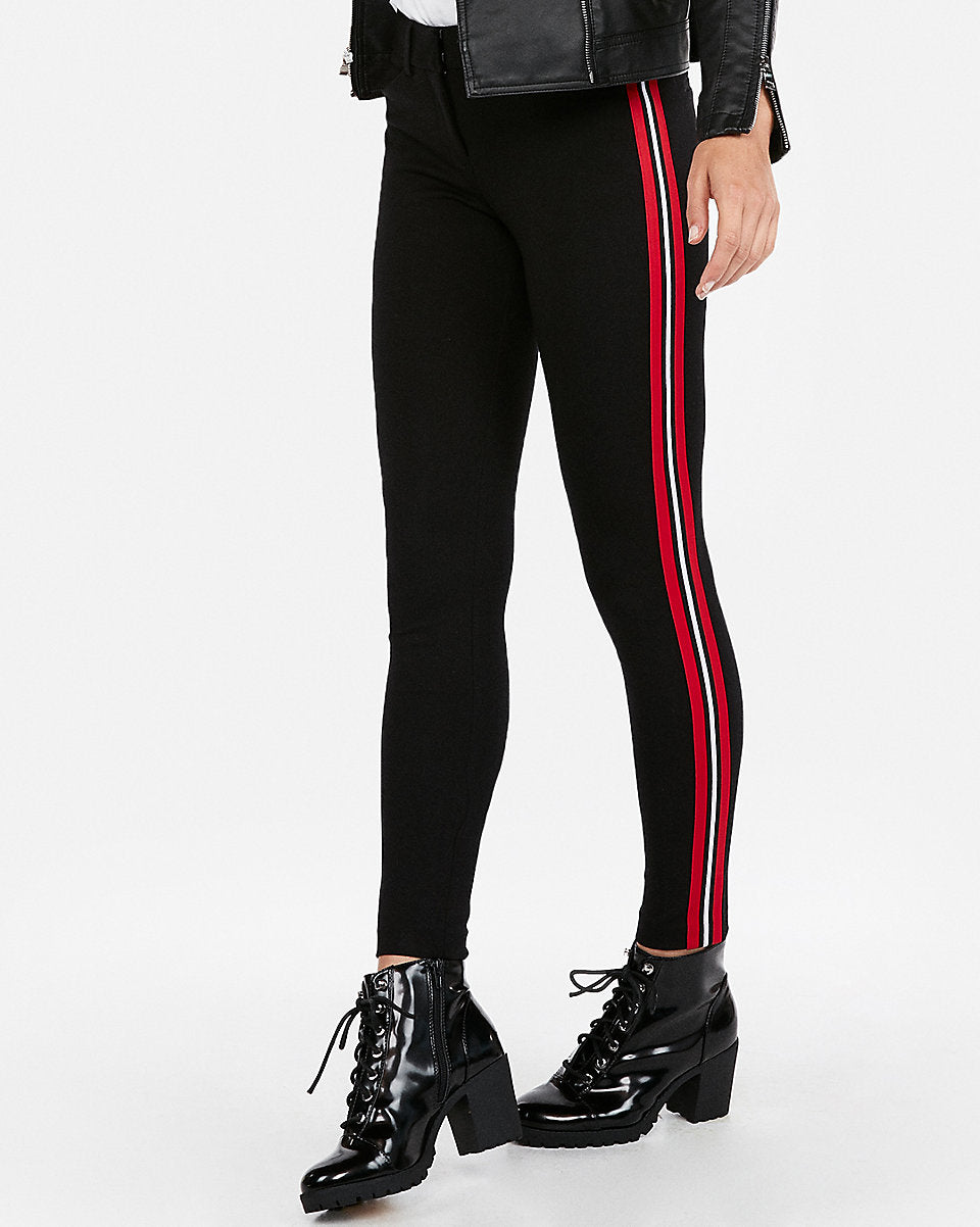 side stripe skinny pants