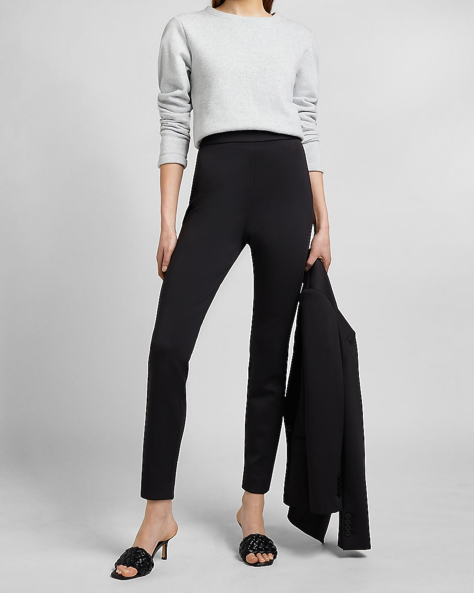 Express, Super High Waisted Supersoft Double Knit Skinny Pant in Pitch  Black