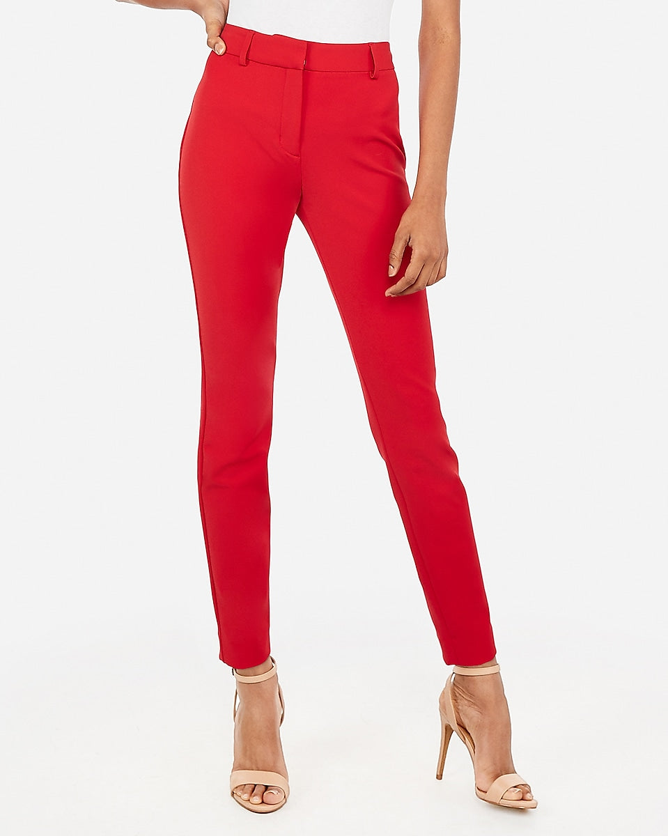 red high waisted skinny pants