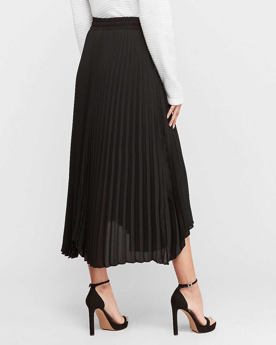 high waisted pleated maxi skirt