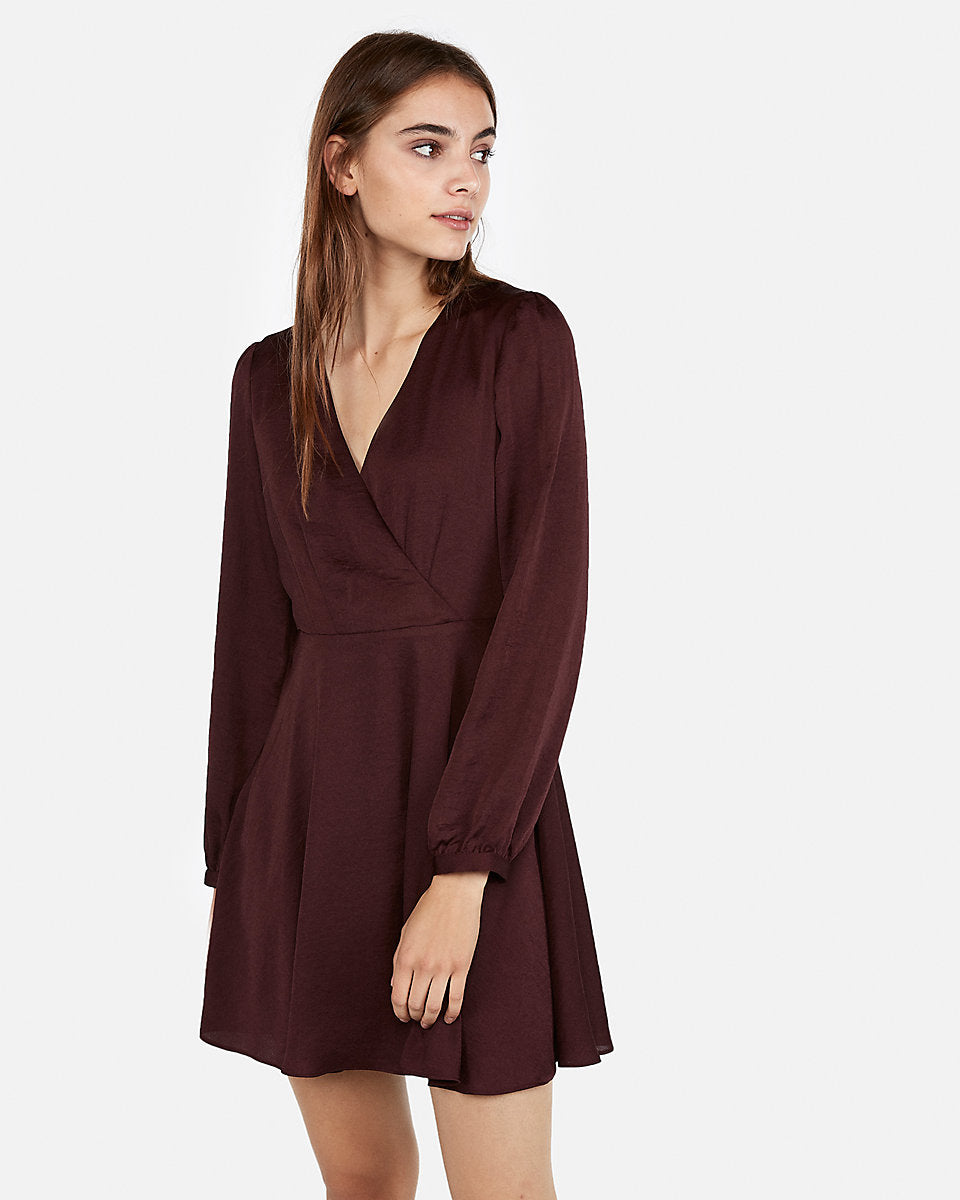 express surplice fit and flare dress