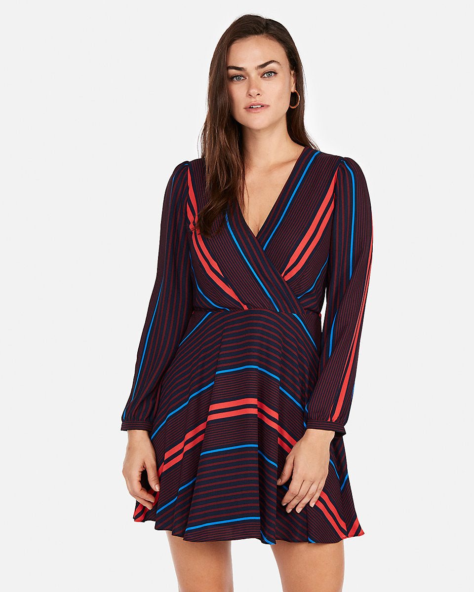 express surplice fit and flare dress