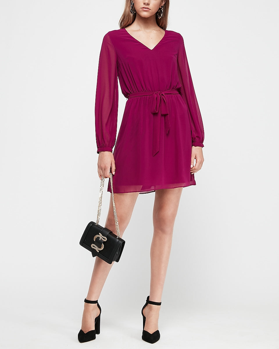 plum fit and flare dress