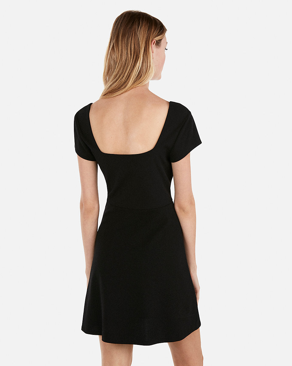 fit and flare black mini dress