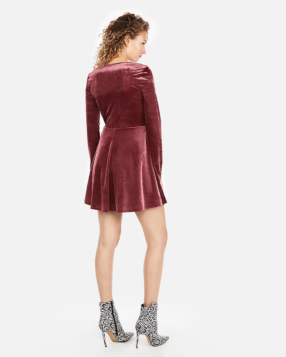 wine fit and flare dress