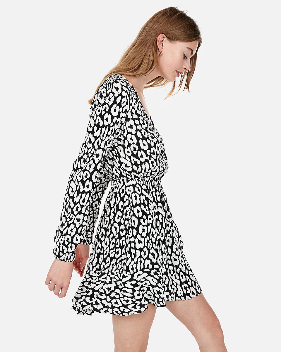 leopard print dress black and white