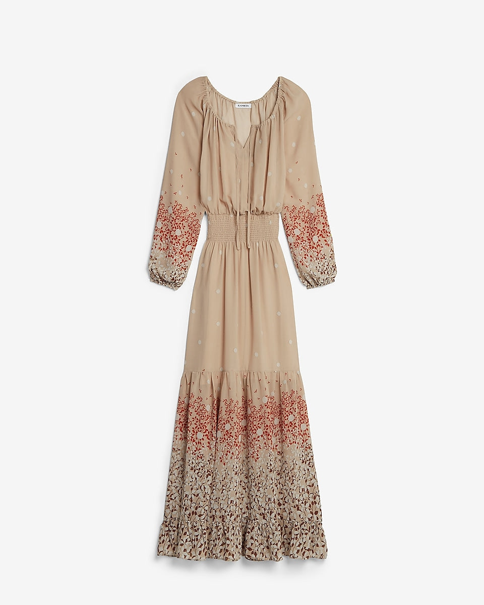 long tiered dress with sleeves