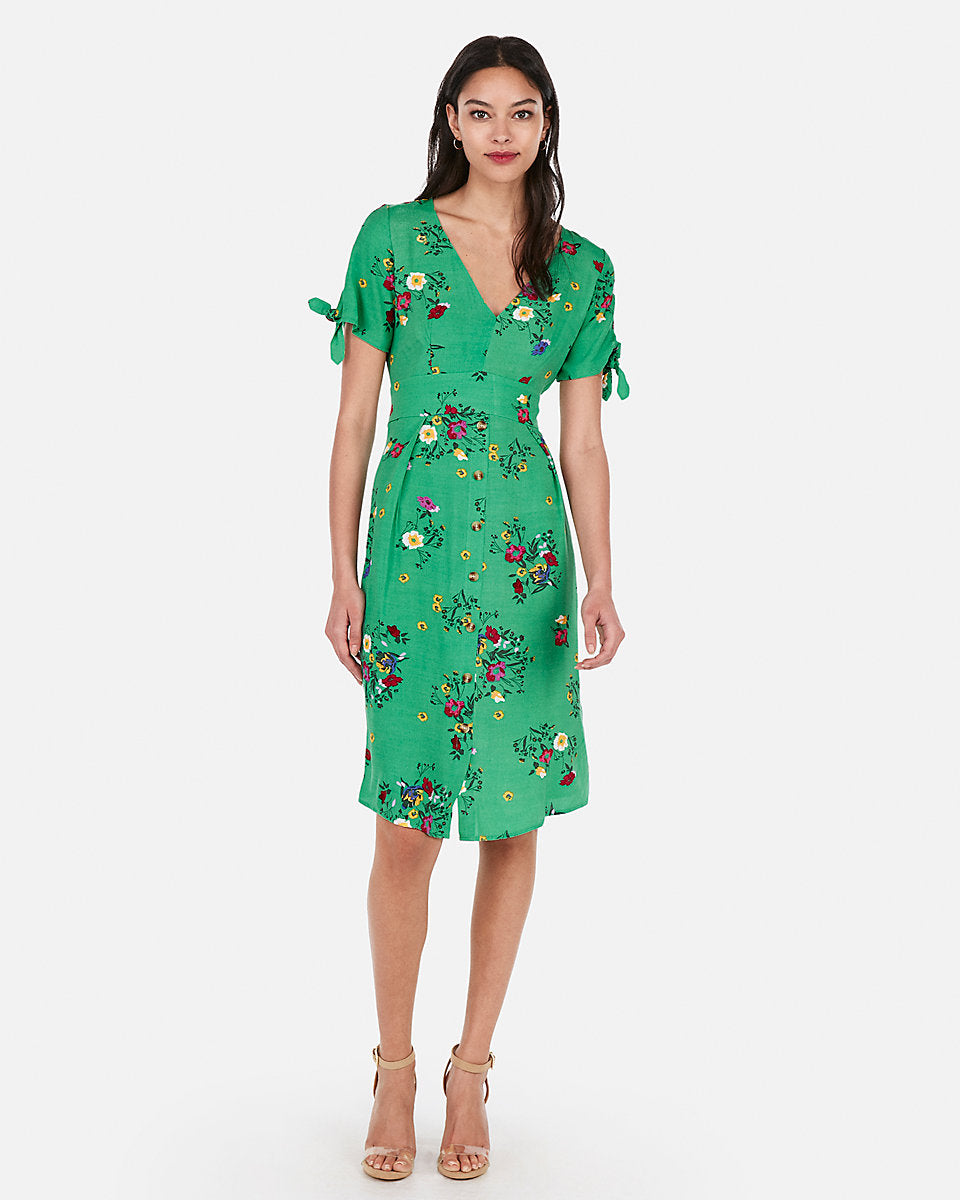 Plus Emerald Green Floral Print Dress