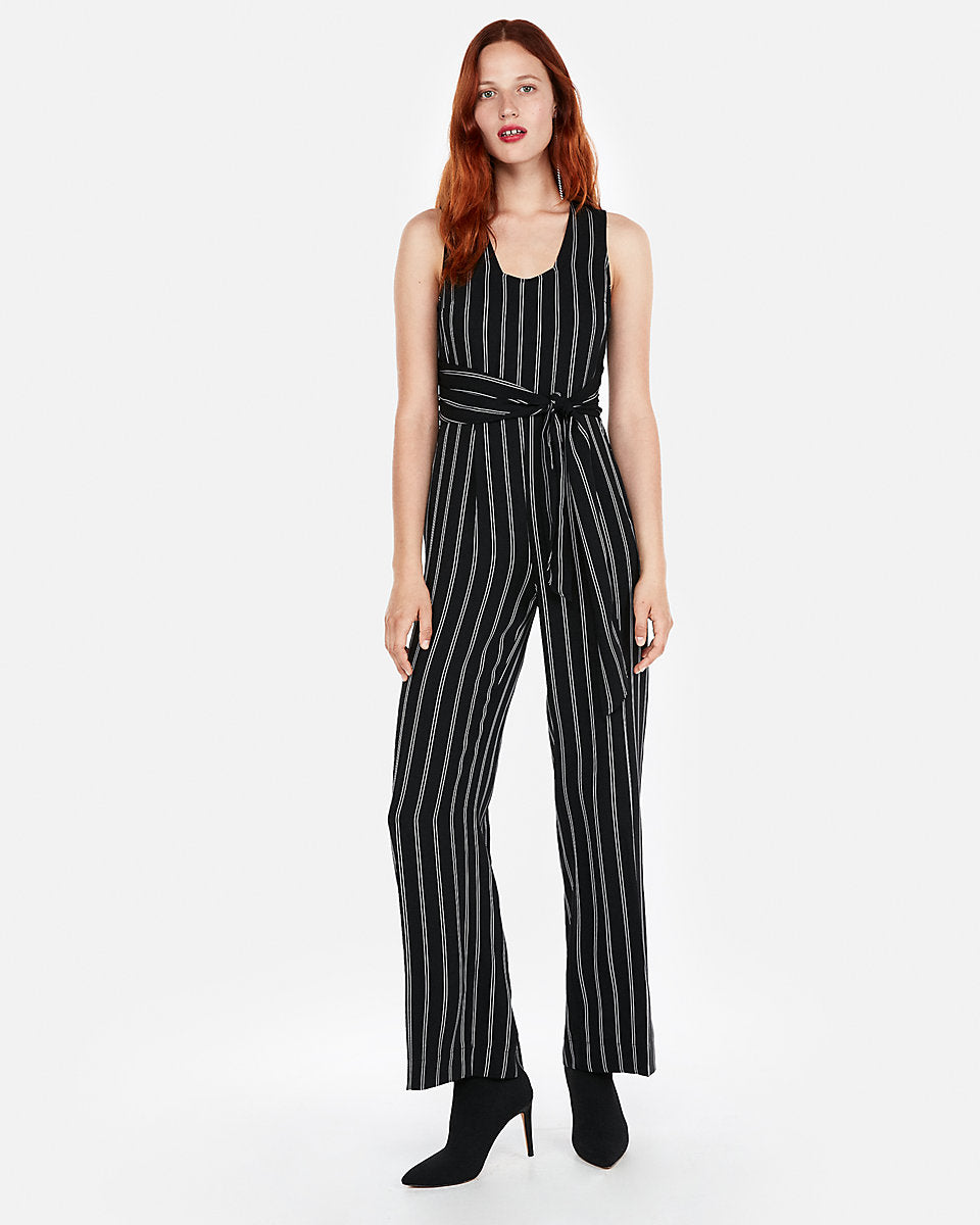 black and white wide leg jumpsuit
