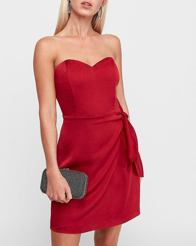 express satin strappy sheath dress