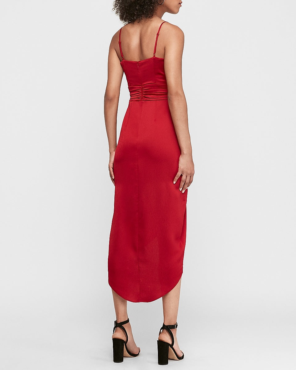 express satin faux wrap maxi dress