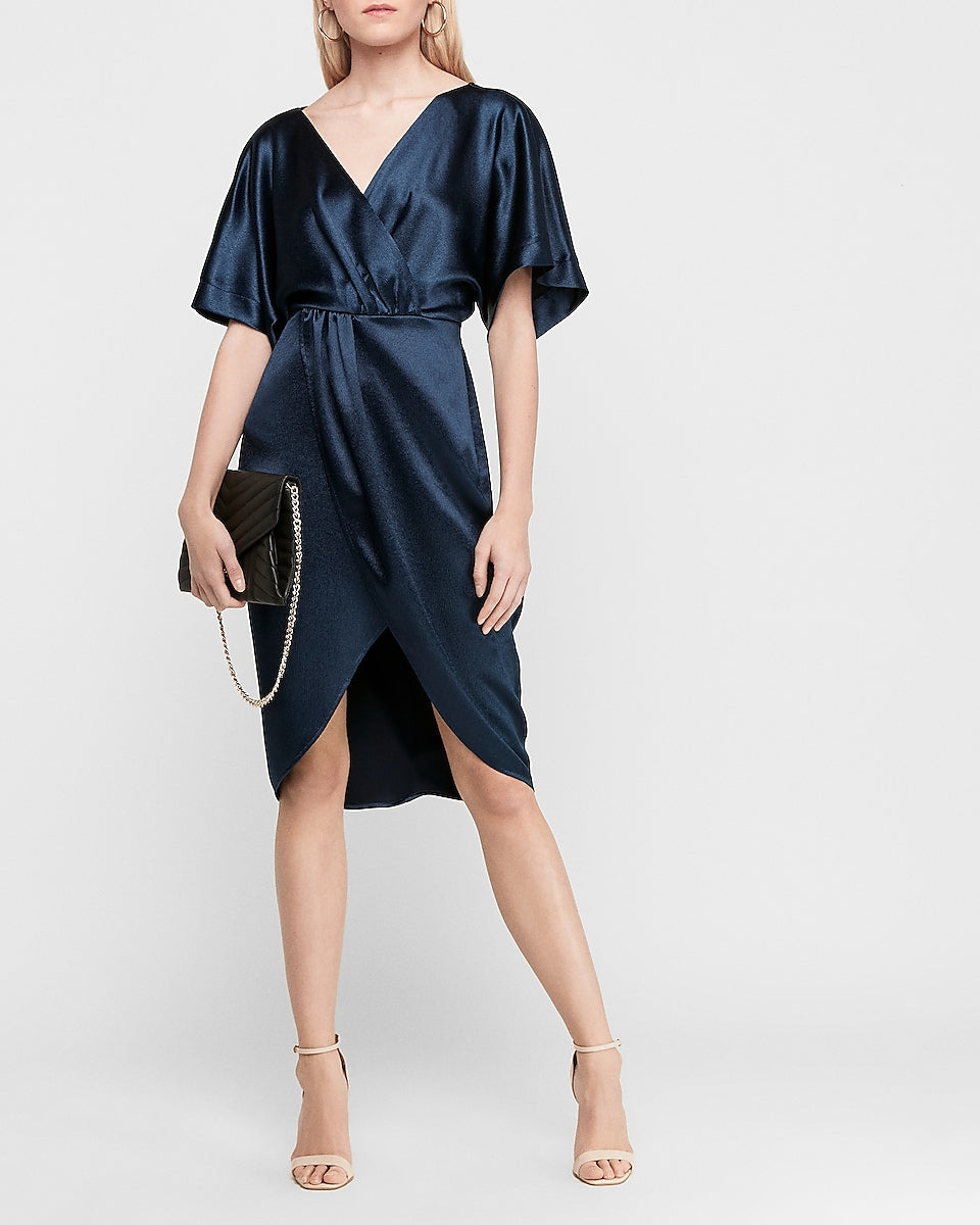 satin kimono midi dress