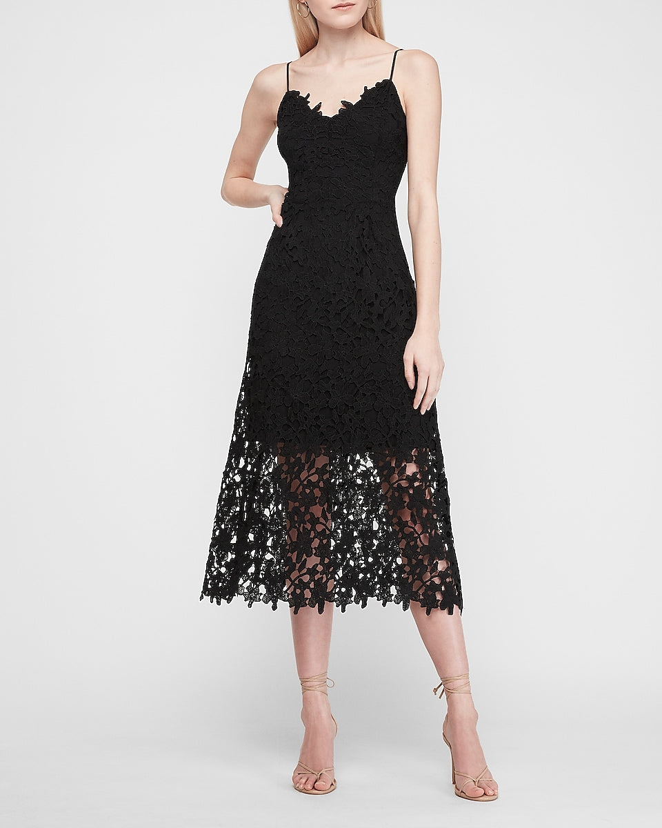 black flower lace dress
