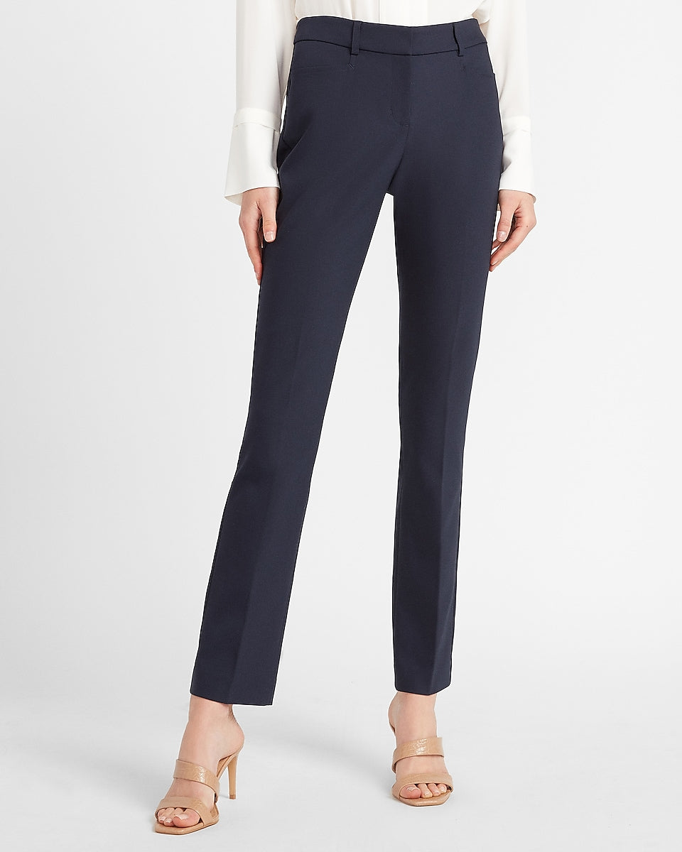 Express | Mid Rise Columnist Slim Pant in Navy Blue | Express Style Trial