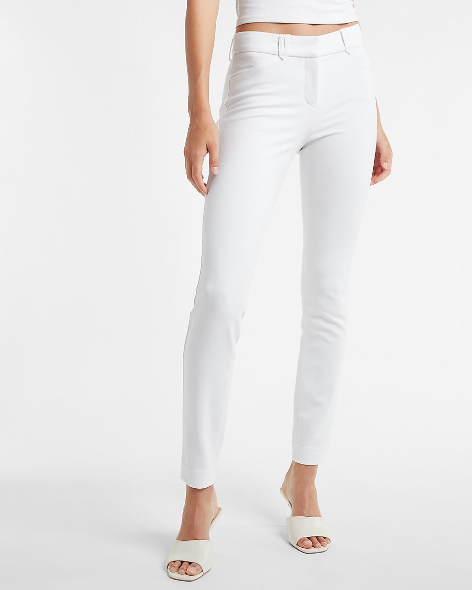 Express | Mid Rise Soft & Sleek Skinny Pant in White | Express Style Trial