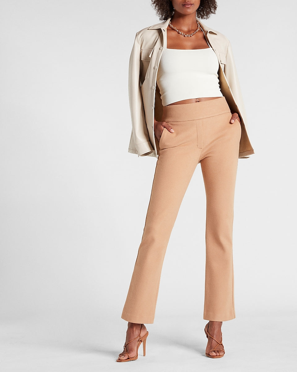 Express, High Waisted Brushed Knit Pull-On Bootcut Pant in Pecan