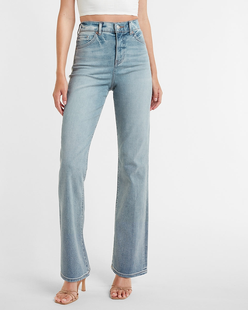 Express | High Waisted Light Wash 90S Bootcut Jeans in Light Wash ...