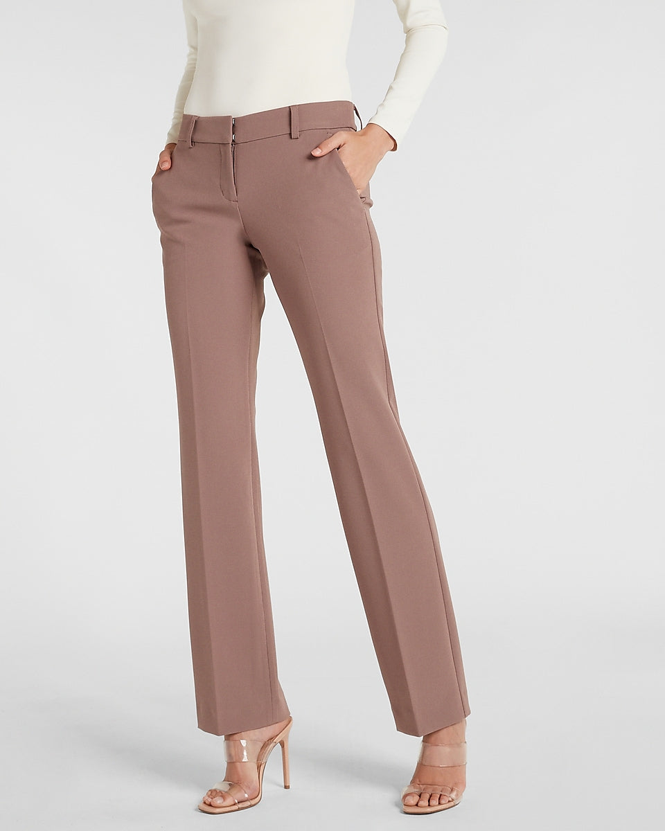 Express, Low Rise Supersoft Twill Bootcut Editor Pant in Deep Taupe