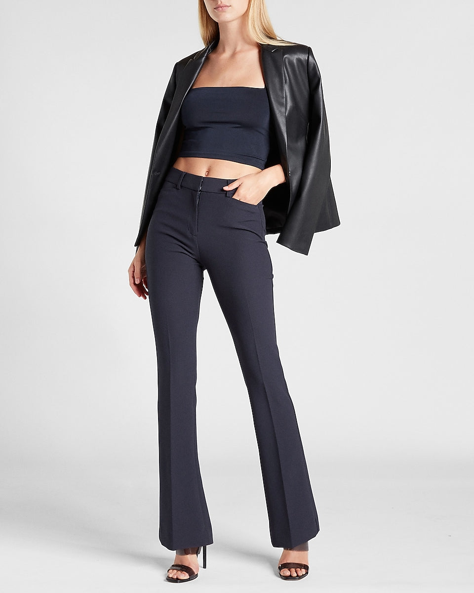 Express | High Waisted Supersoft Twill Bootcut Pant in Navy Blue ...