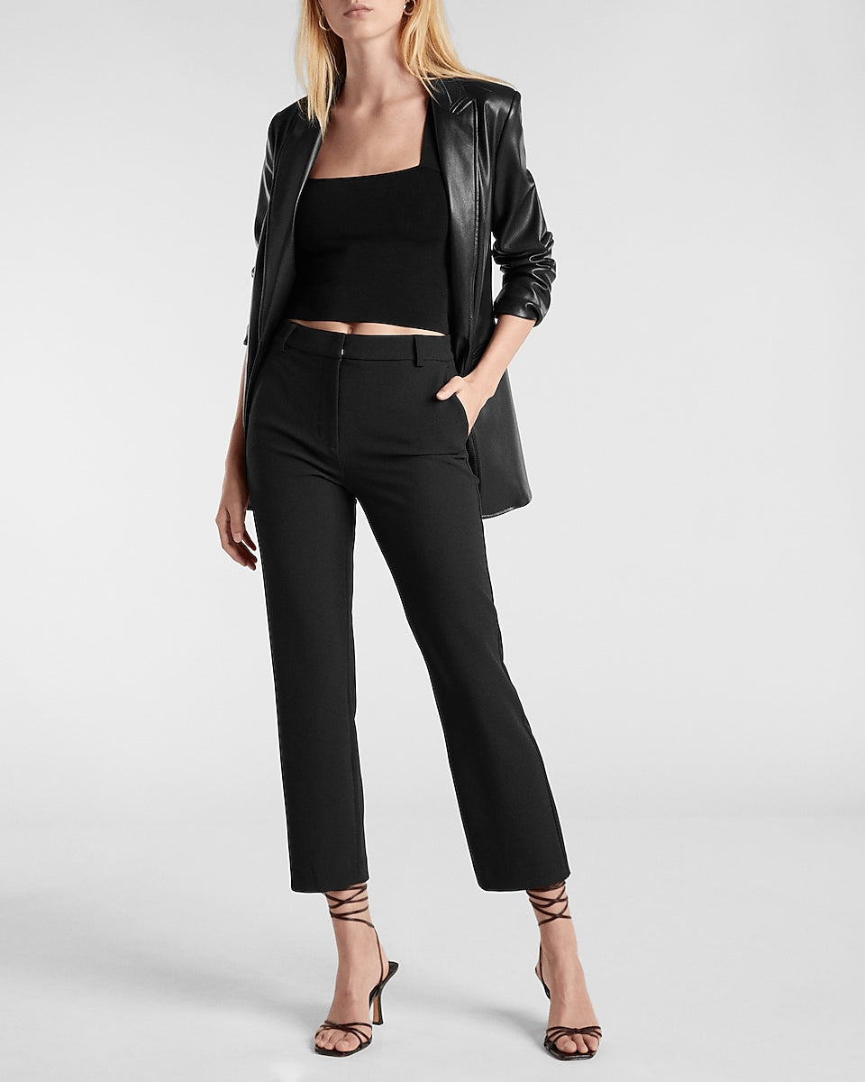 Express | High Waisted Supersoft Twill Slim Pant in Pitch Black ...