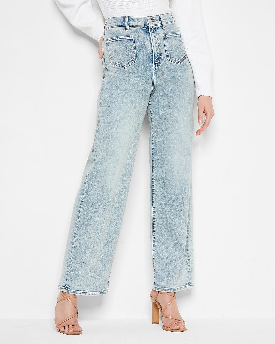 Women's Ultra High-Rise Medium Wash Wide-Leg Jeans