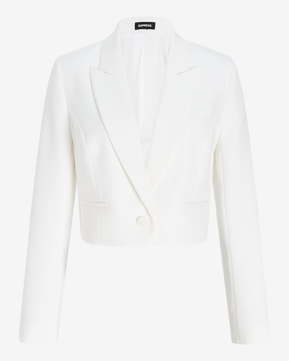 Express | Peak Lapel Cropped Blazer in White | Express Style Trial