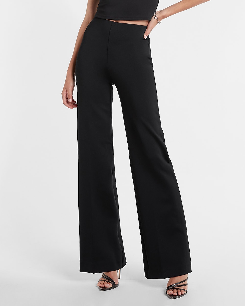 Express High Waisted Wide Flare Pant Black Women's 2 Long