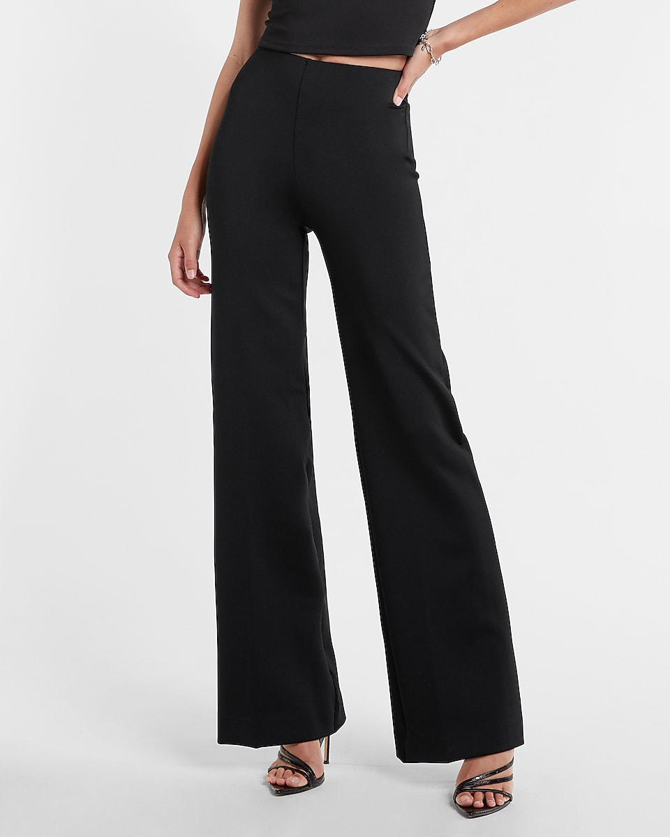 Express High Waisted Wide Flare Pant Black Women's 8 Long