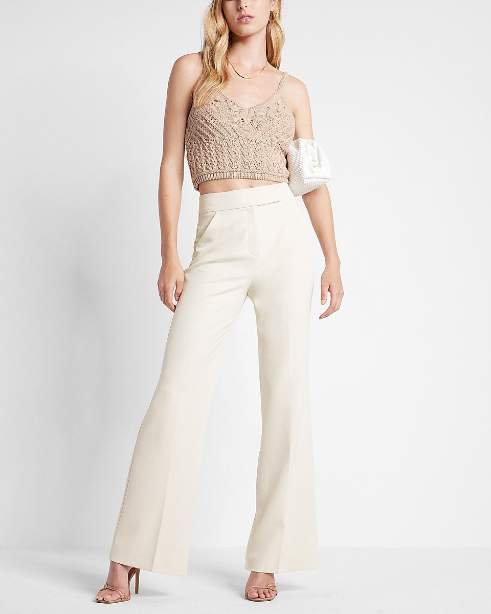 Express, Super High Waisted Flare Pant in Sandshell