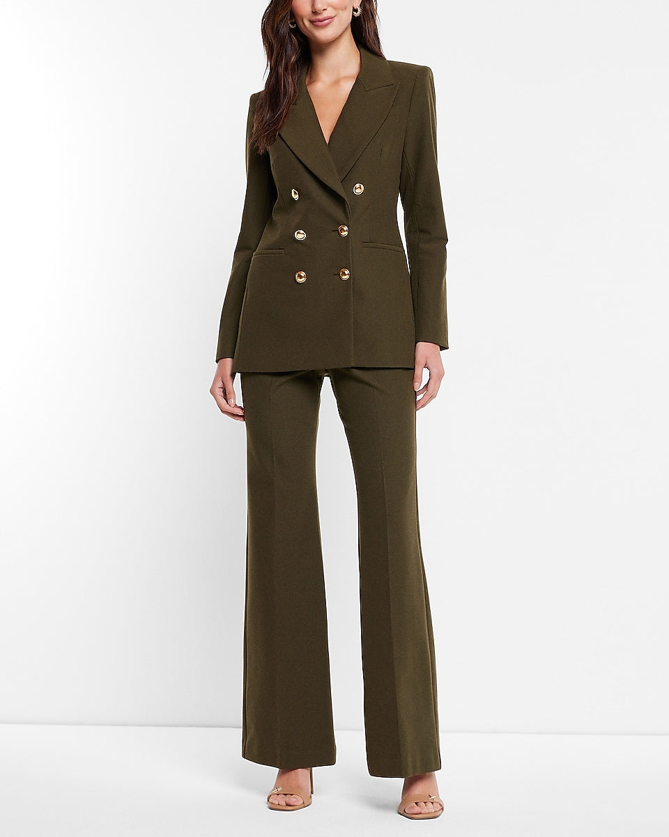 2 Pieces Single Buttons Notch Lapel Women Suit(Blazer+Pants) | SOLOVEDRESS US 4 / Army Green