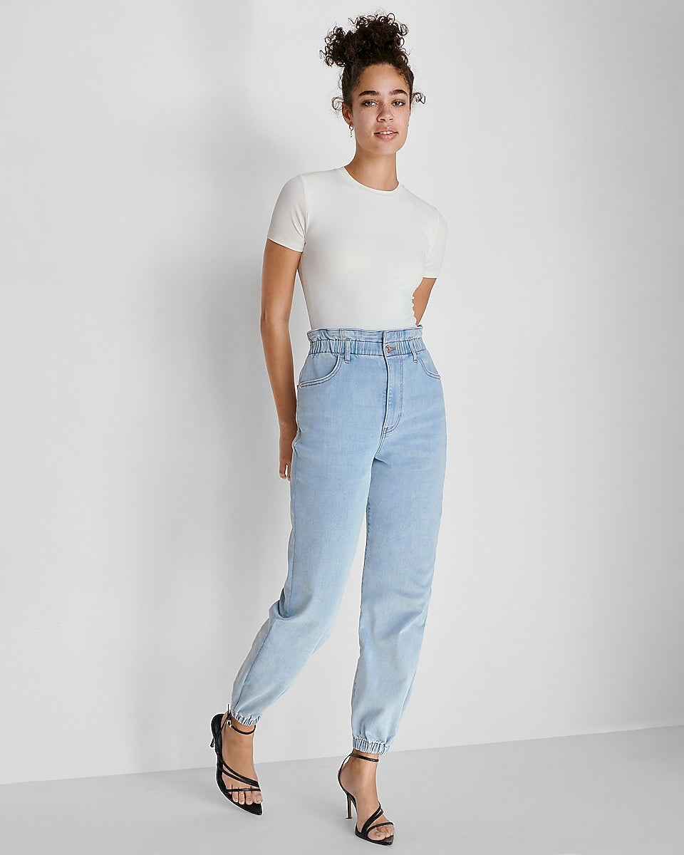 Jeans for Women High Waisted Paperbag Waist Jogger Jeans Jeans for Women  (Color : Light Wash, Size : Small) : : Clothing, Shoes &  Accessories