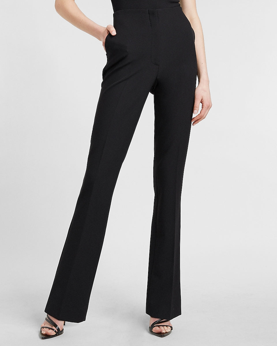 Express, High Waisted Supersoft Twill Pull-On Bootcut Pant in Pitch Black