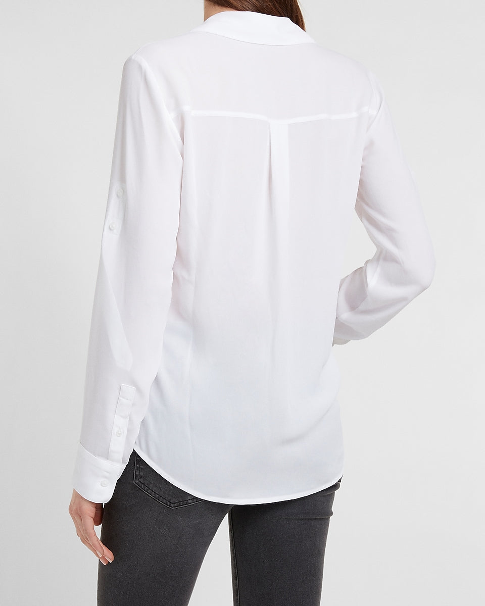 Express | Slim Fit Portofino Shirt in White | Express Style Trial