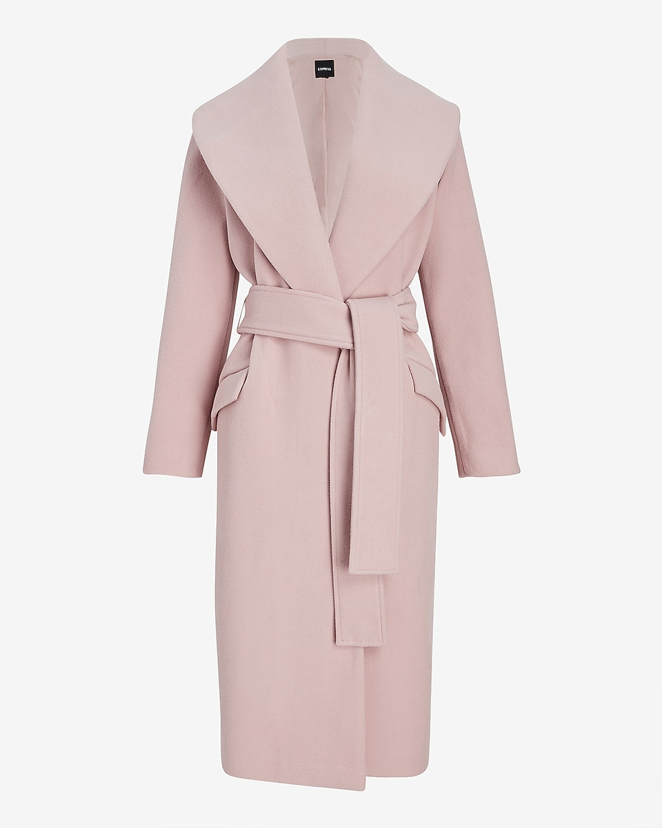 Express | Shawl Lapel Wrap Coat in Dusty Mauve | Express Style Trial