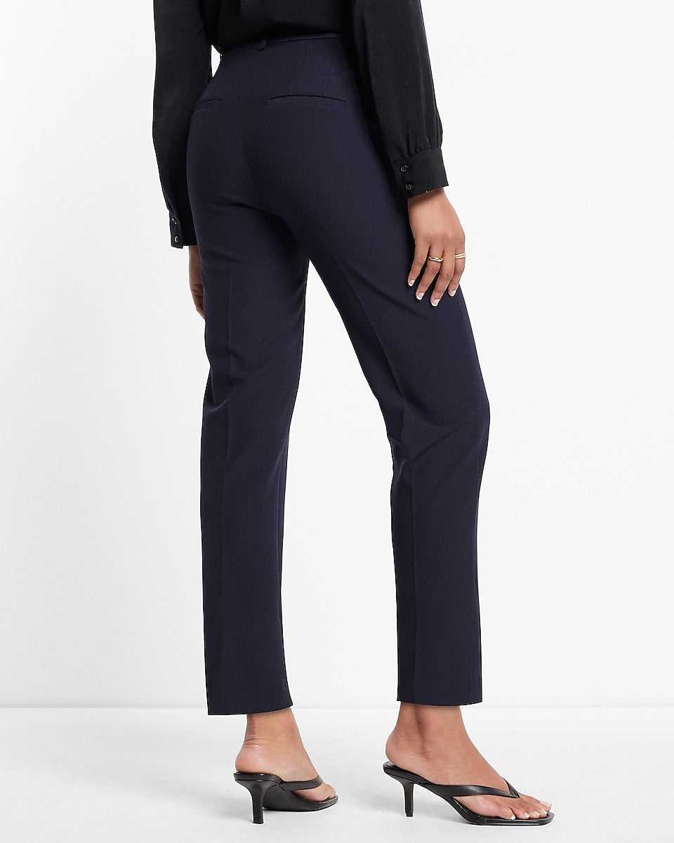 Express | Editor Super High Waisted Straight Ankle Pant in Navy Blue ...