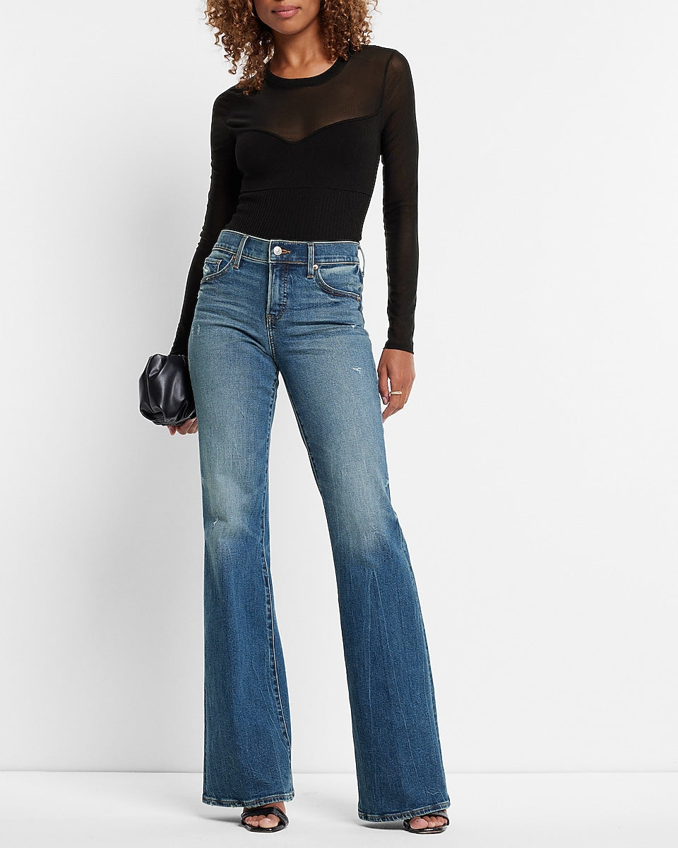 High-Rise Medium Wash Flare Jeans