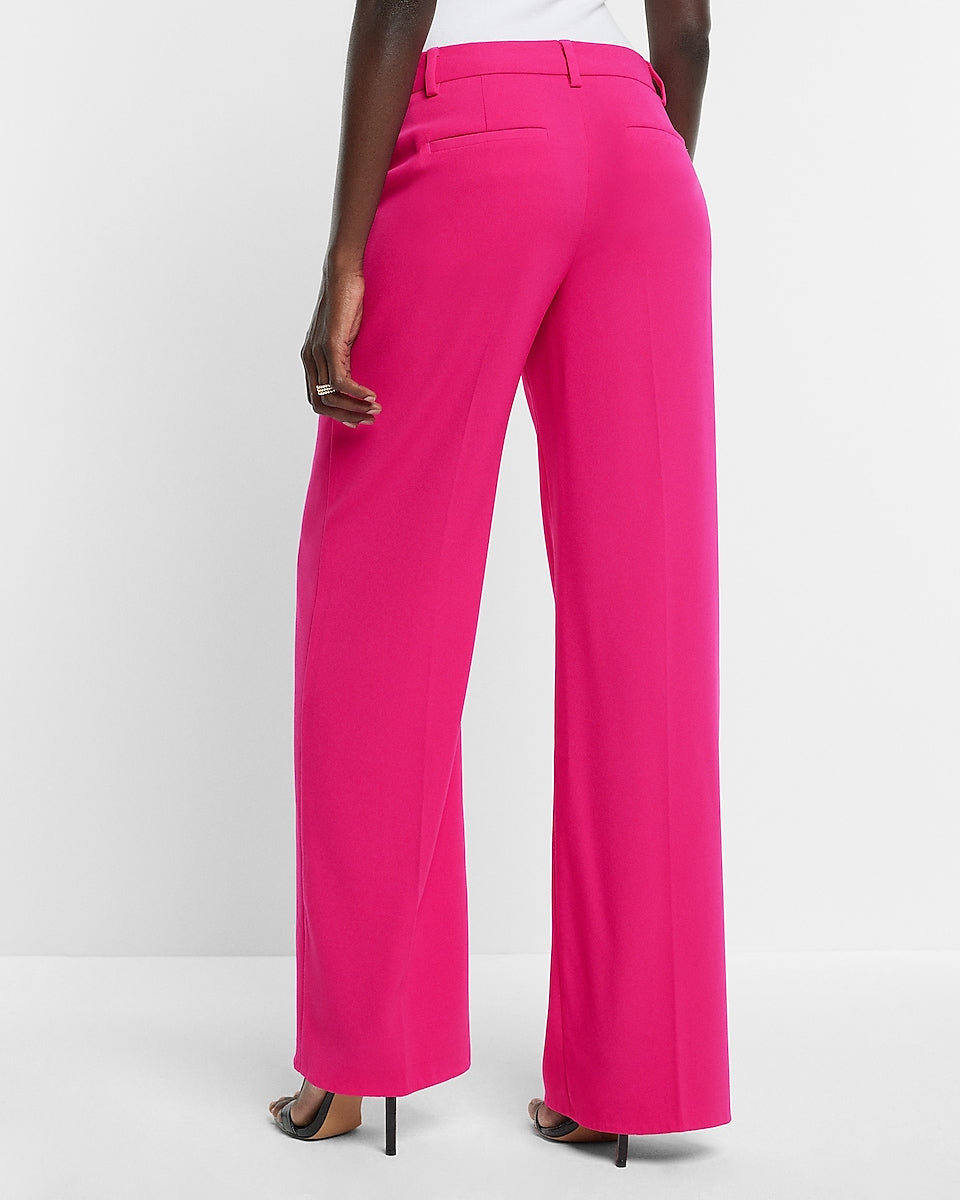 Express | Editor Mid Rise Relaxed Trouser Pant in Neon Berry | Express ...