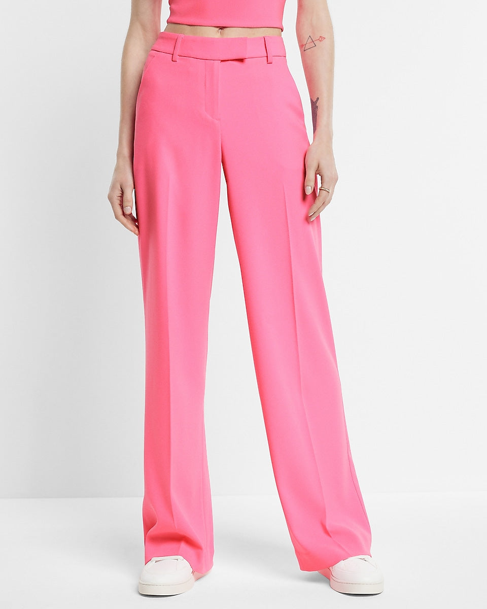 Express | Editor Mid Rise Relaxed Trouser Pant in Gum Pop | Express ...