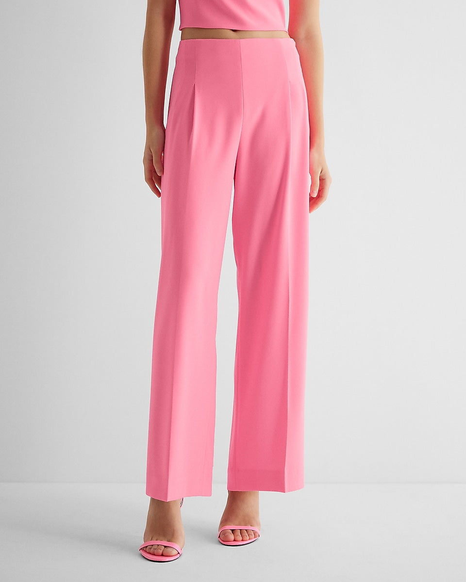 Express, Super High Waisted Pleated Stovepipe Pant in Gum Pop