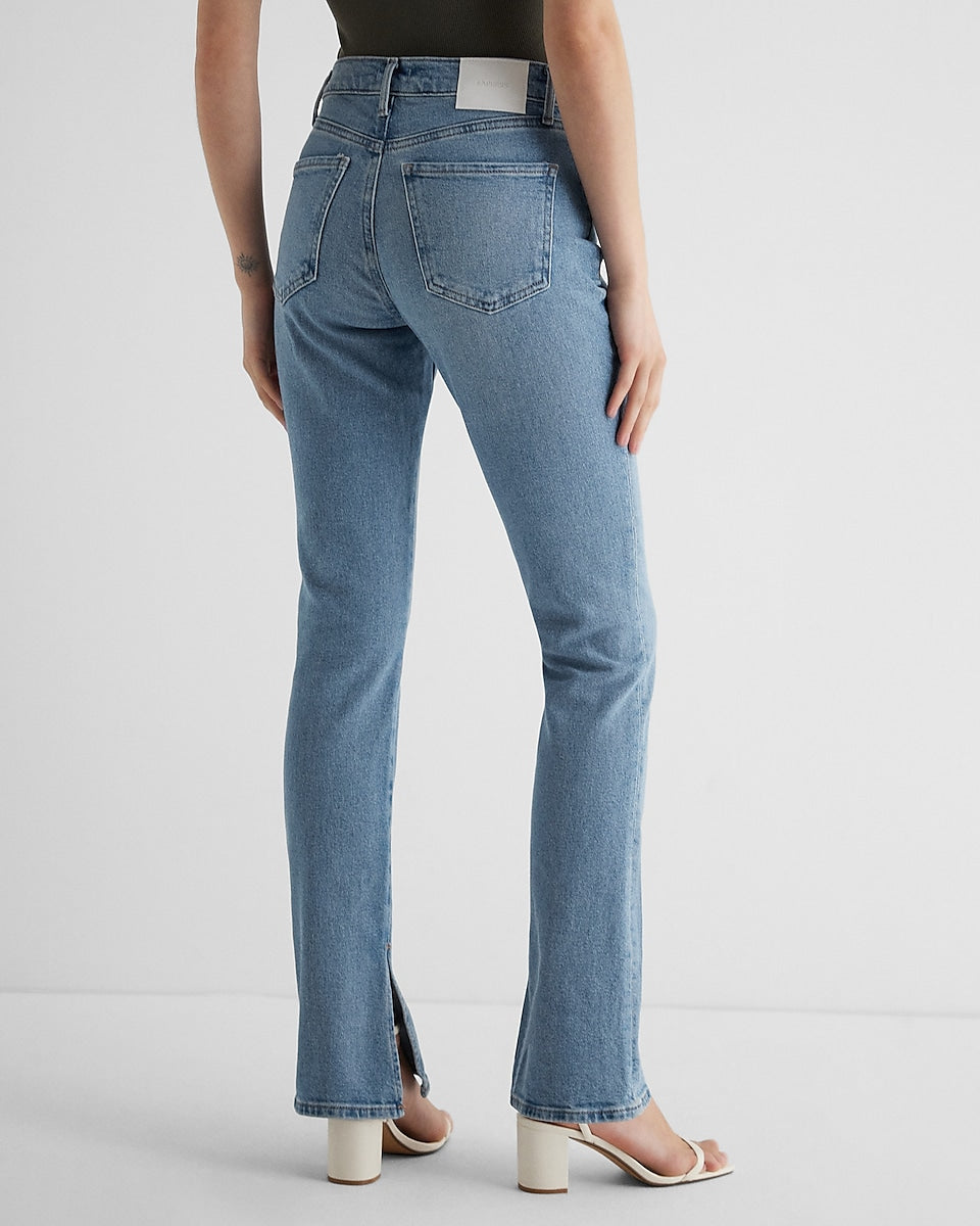 Express | Mid Rise Light Wash Skyscraper Jeans in Medium Wash | Express ...