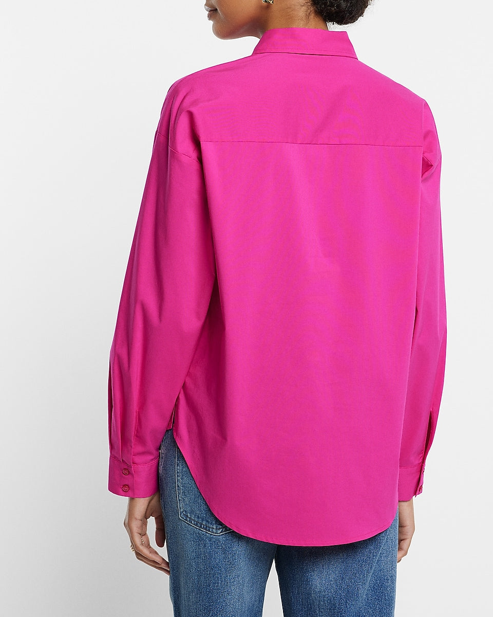 Express | Poplin Boyfriend Portofino Shirt in Neon Berry | Express ...