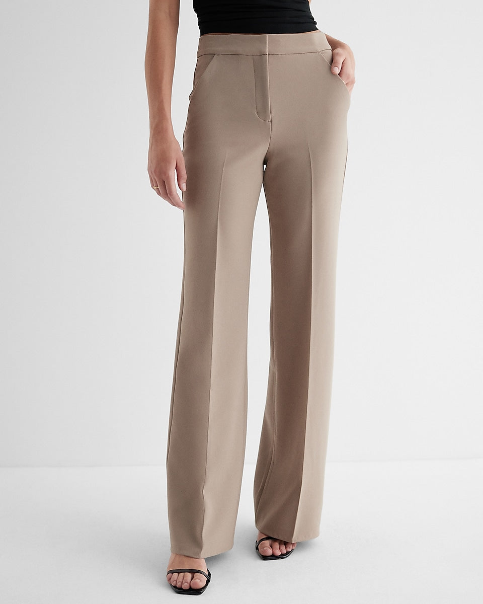 Express, Editor High Waisted Trouser Flare Pant in Blush Taupe